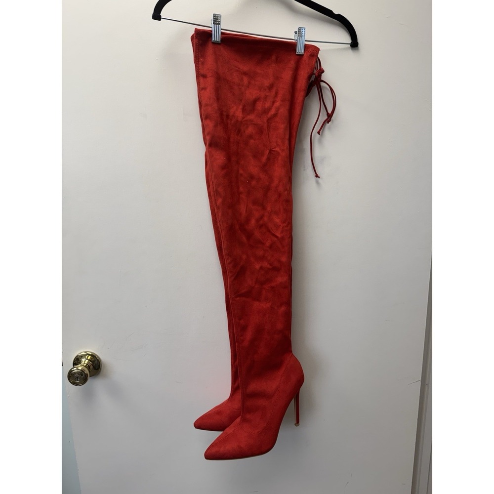 Red Suede Thigh High‎ Boots